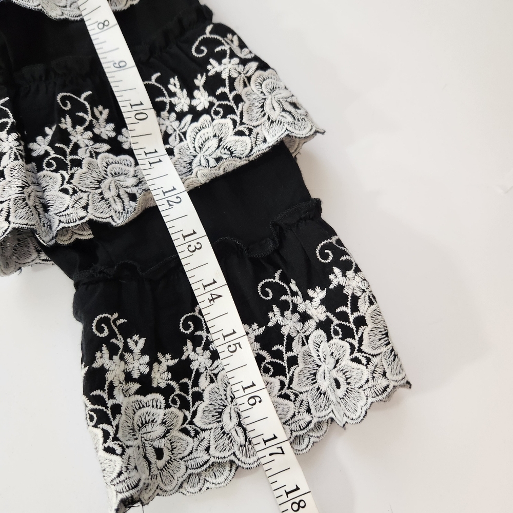 wms gianni bini tiered ruffled embroidered lacey cropped top sz s feminine boho - Picture 11 of 12